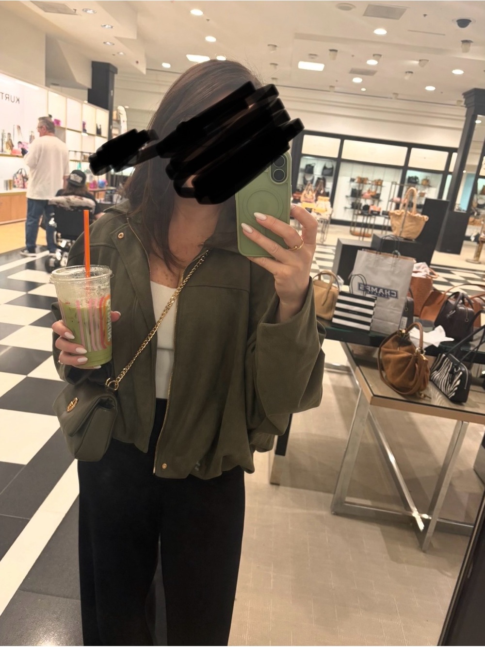 Women's Olive Utility Jacket with Zip Front